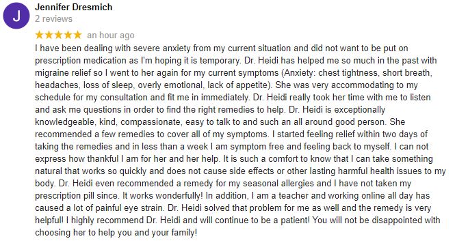 Naturopathy Canonsburg PA Patient Testimonial at Weinhold Heidi ND